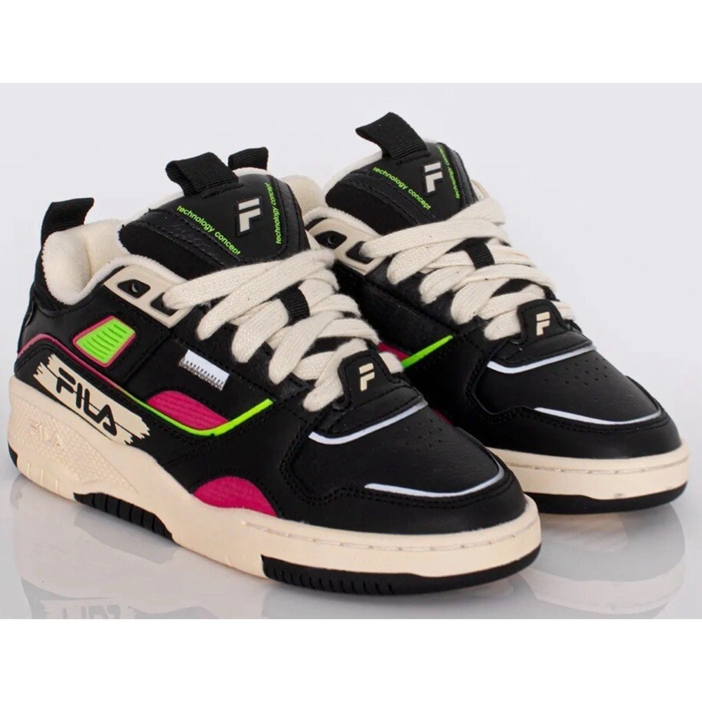 Size 9.5 Fila Rope Sneakers Black Beige 1141301